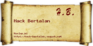 Hack Bertalan névjegykártya